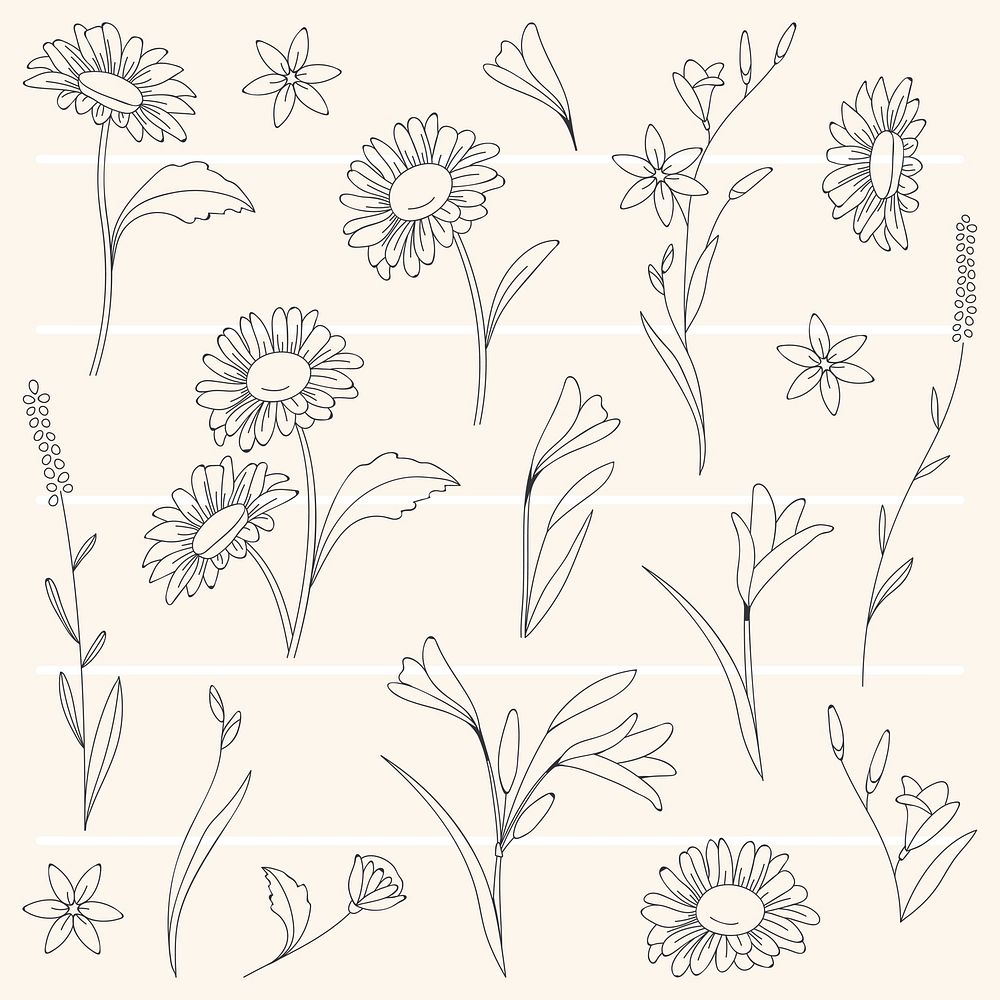 Hand drawn flower patterned background vector