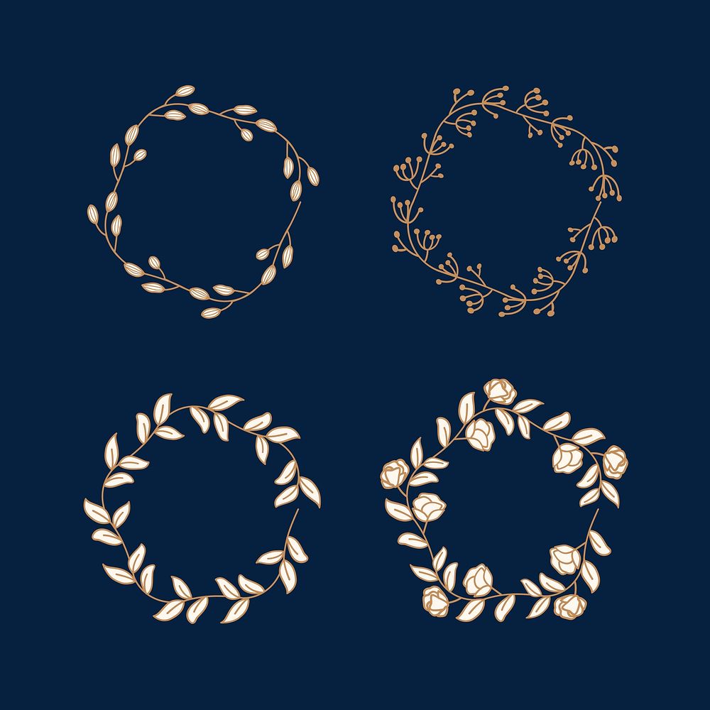 Floral doodle wreath collection vector