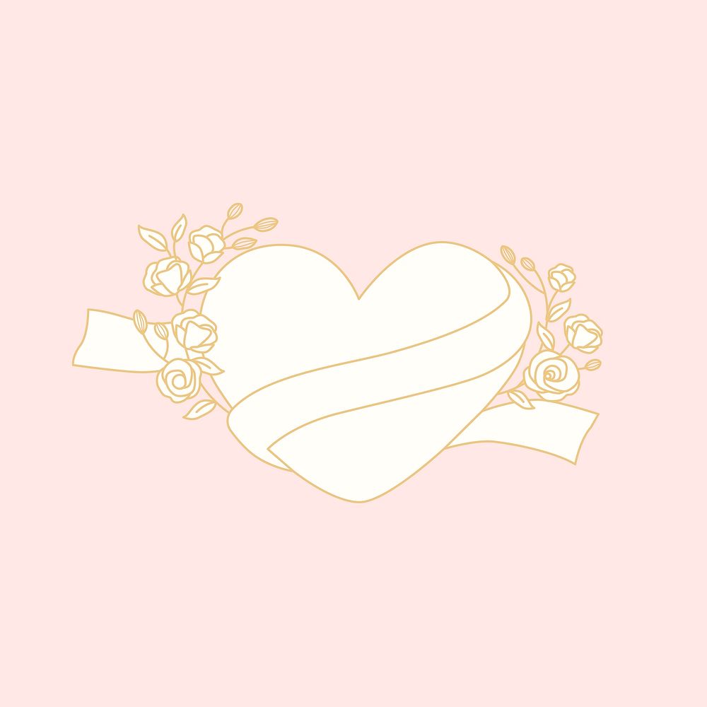 Yellow heart doodle on a pink background vector