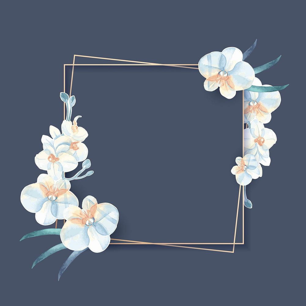 Square gold flower frame vector
