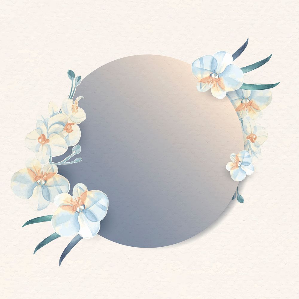 Round blue flower frame vector