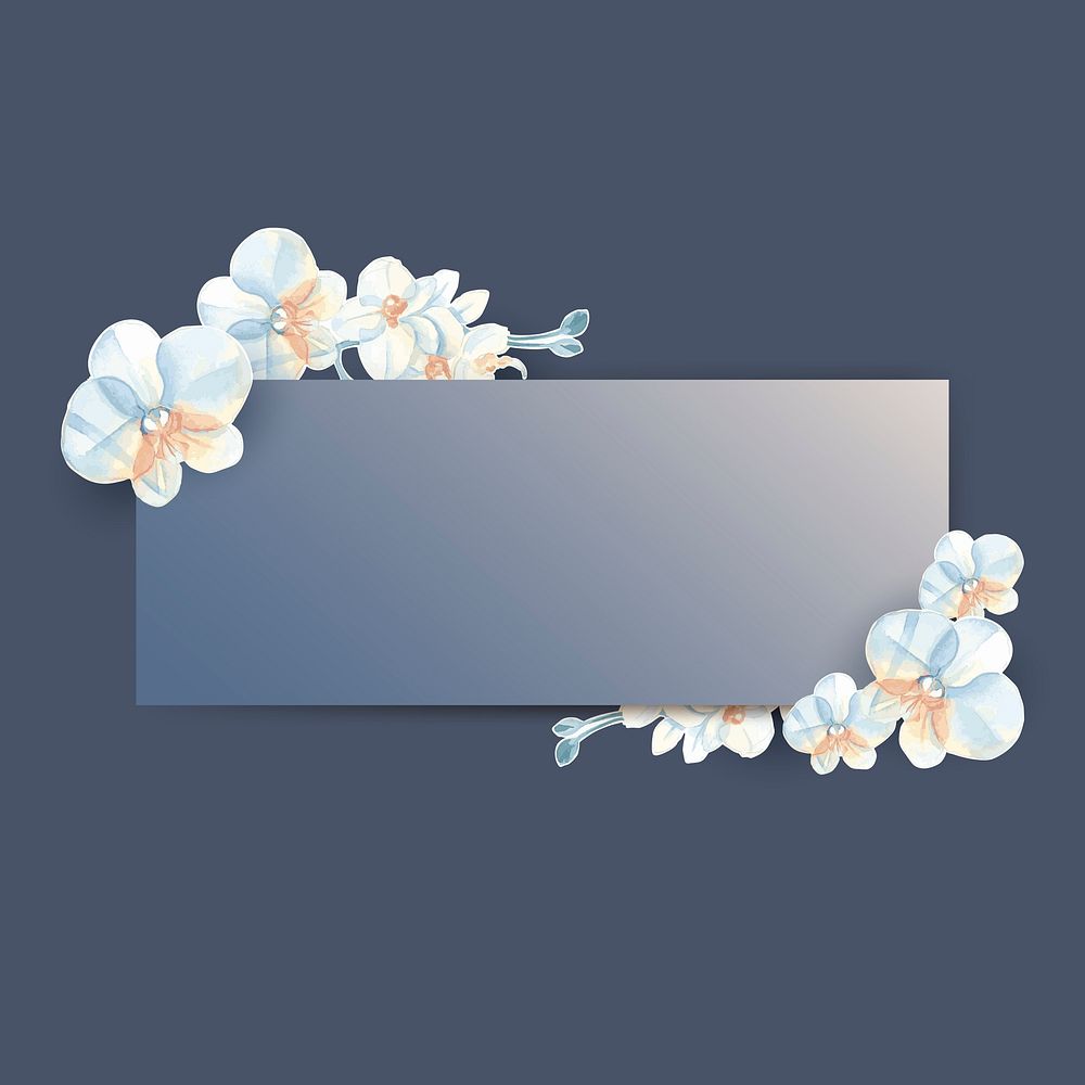 Rectangle blue flower frame vector