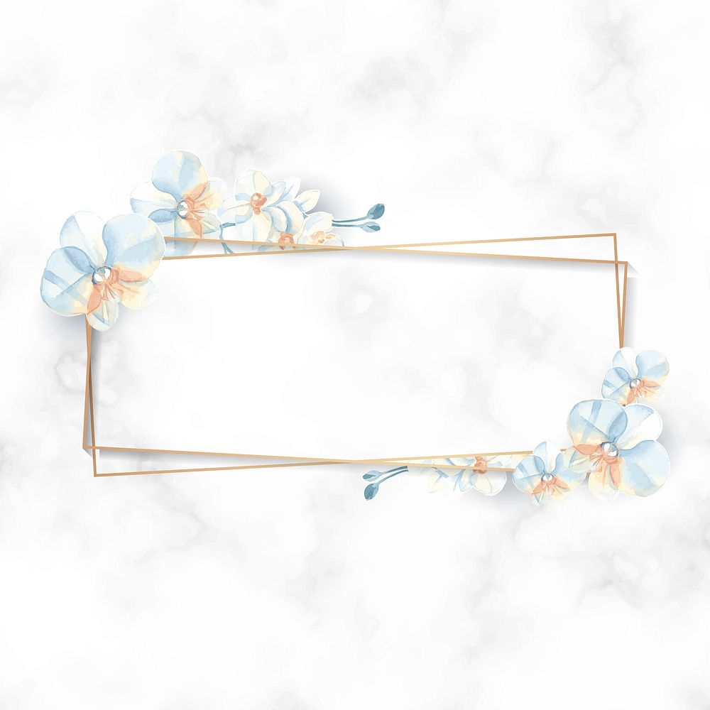 Rectangle gold flower frame vector
