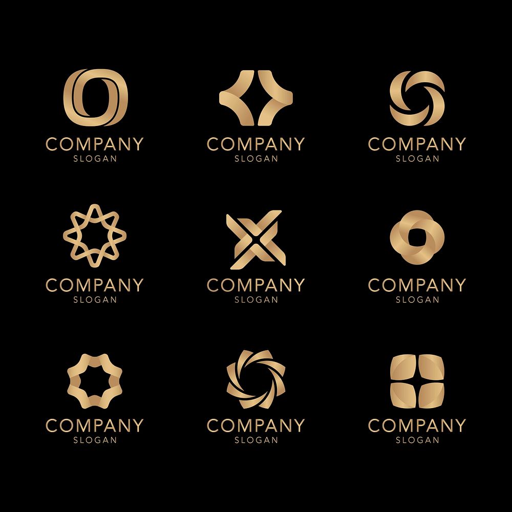 Golden company logo collection vector