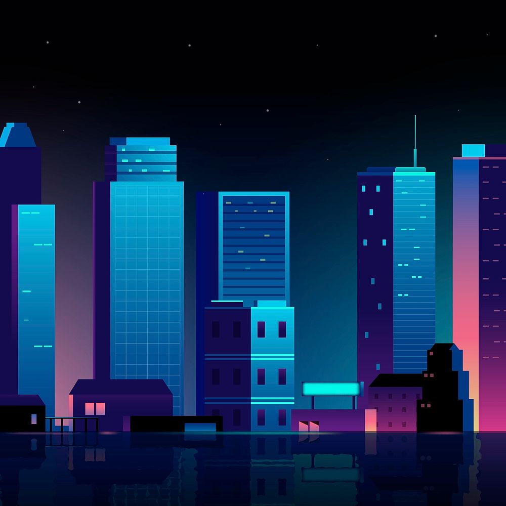Urban scene night background vector | Premium Vector - rawpixel