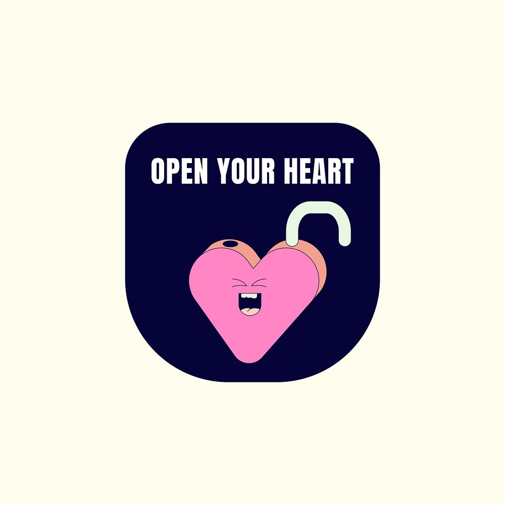 Open your heart padlock design vector