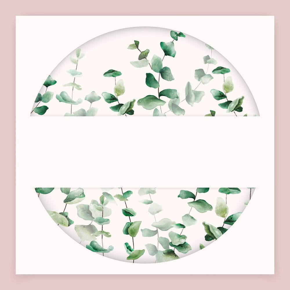 Hand drawn eucalyptus leaf pattern invitation card template vector
