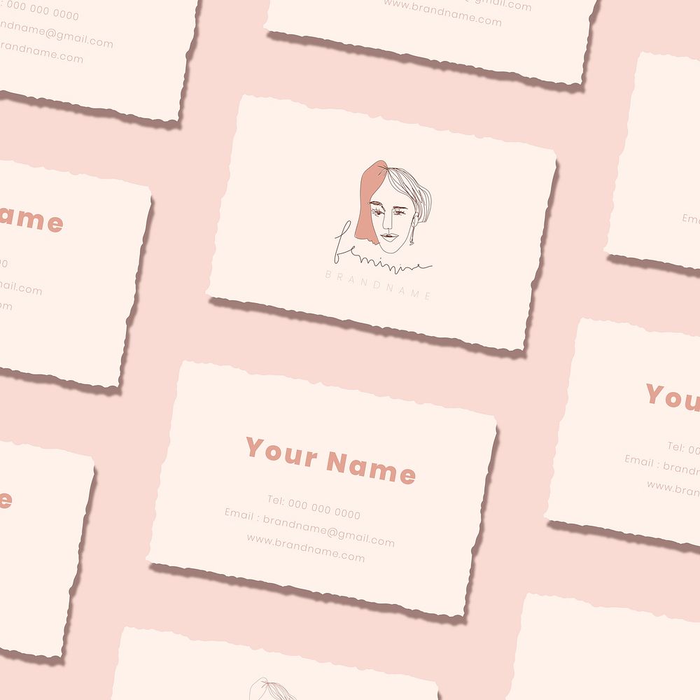 Pink feminine name card vector collection
