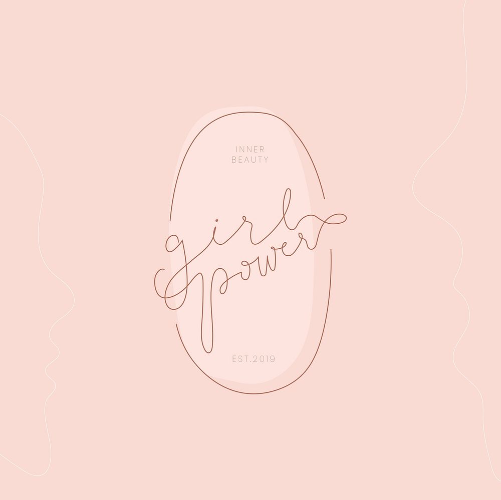 Pink girl power logo vector