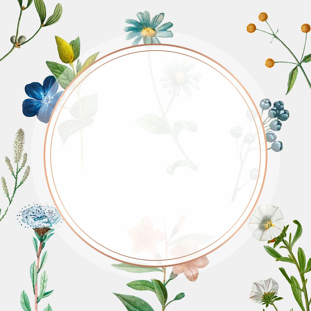 Hand drawn floral frame psd vintage illustration