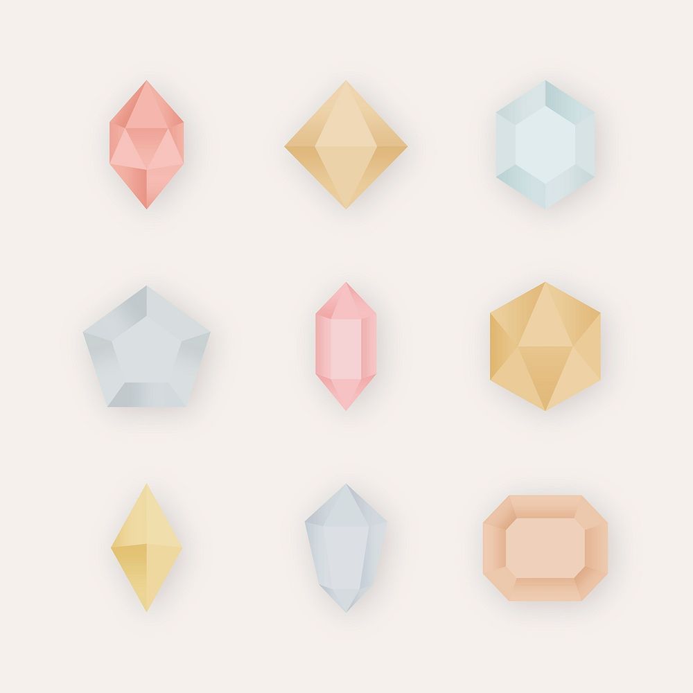 Colorful crystal stone vector collection