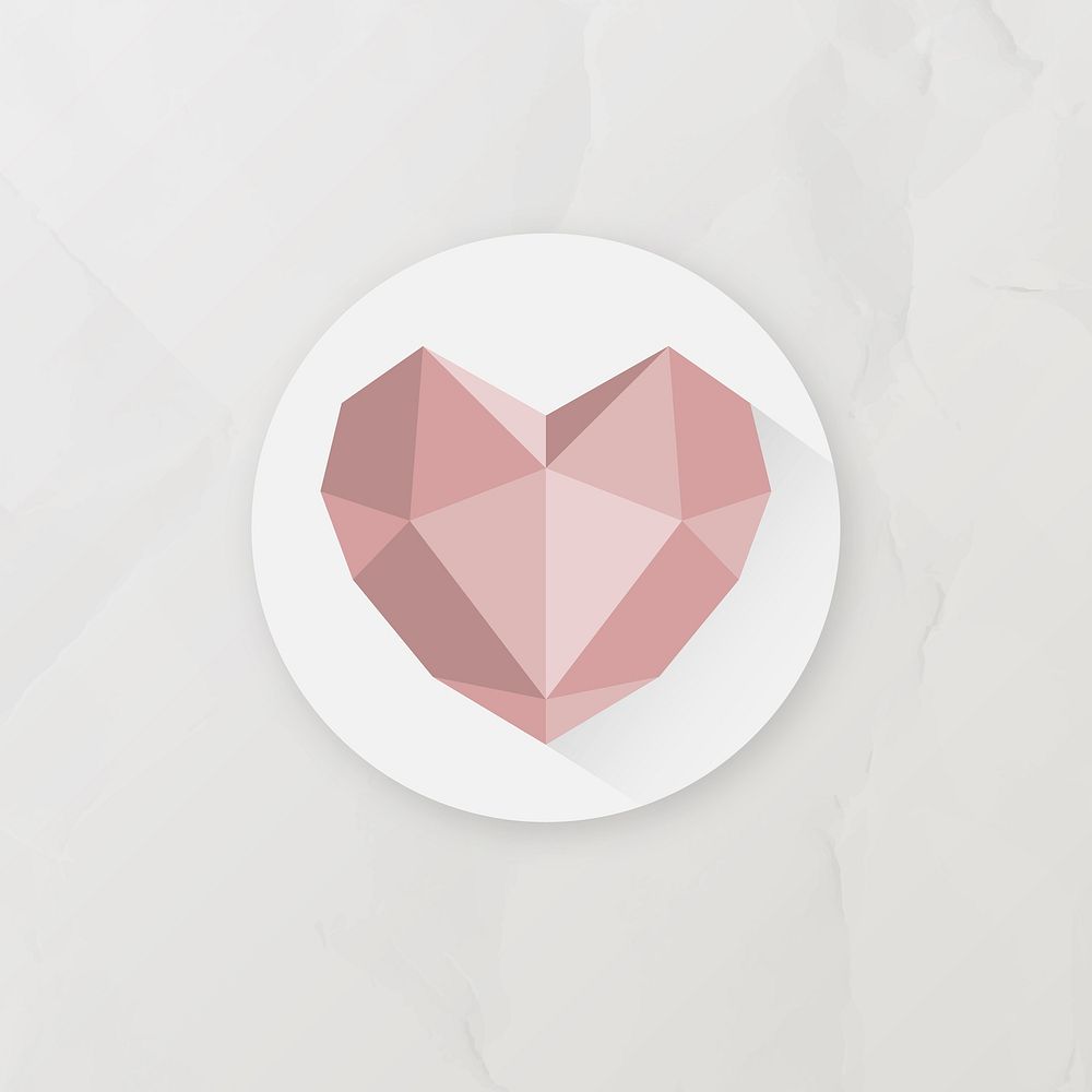 Pink crystal heart badge vector