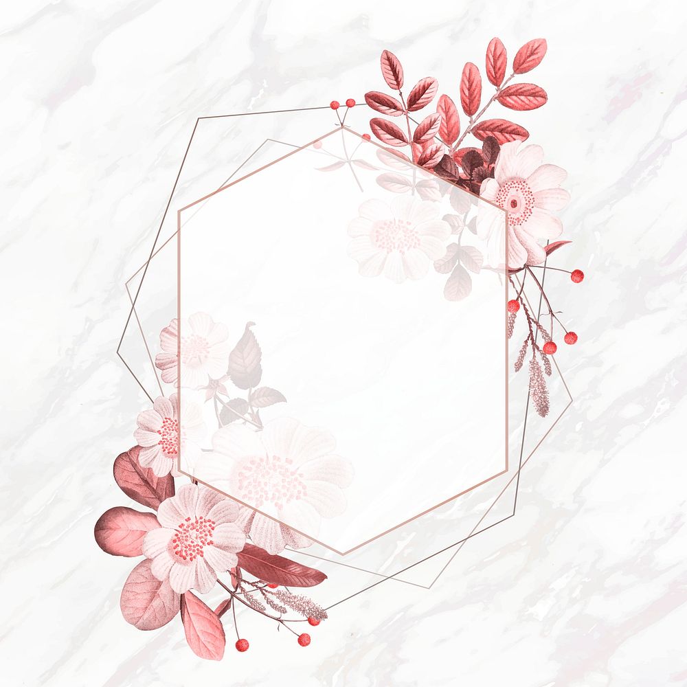 Vintage red flower frame psd hand drawn illustration