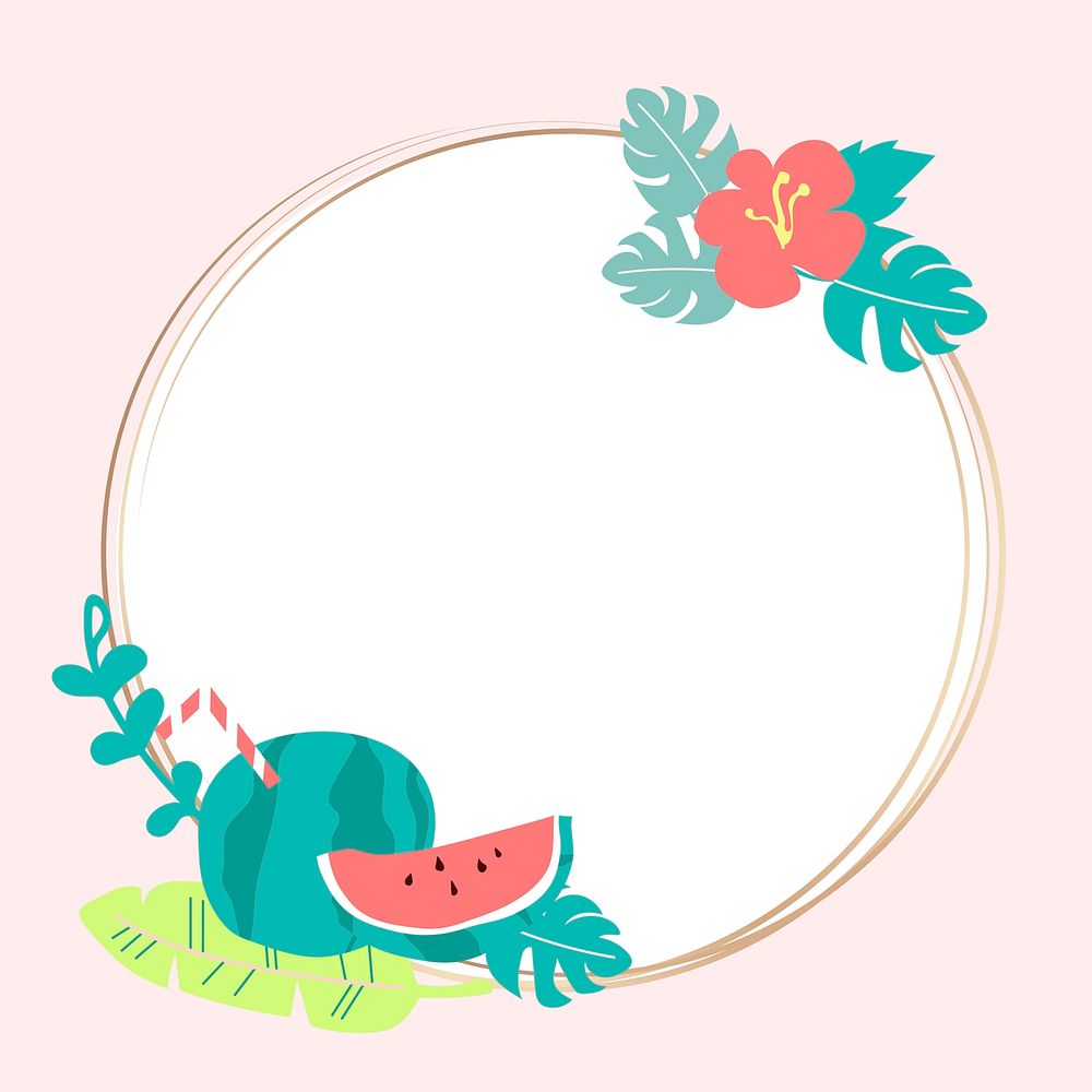 Round summer watermelon frame vector
