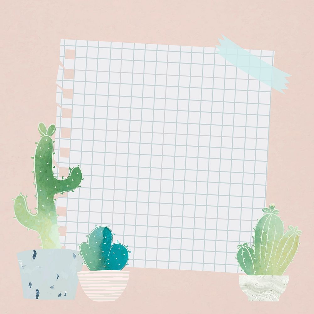 Blank paper with cactus design vector