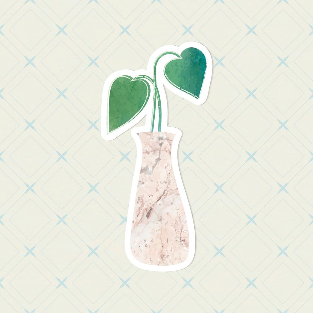 Watercolor tropical potted plant sticker