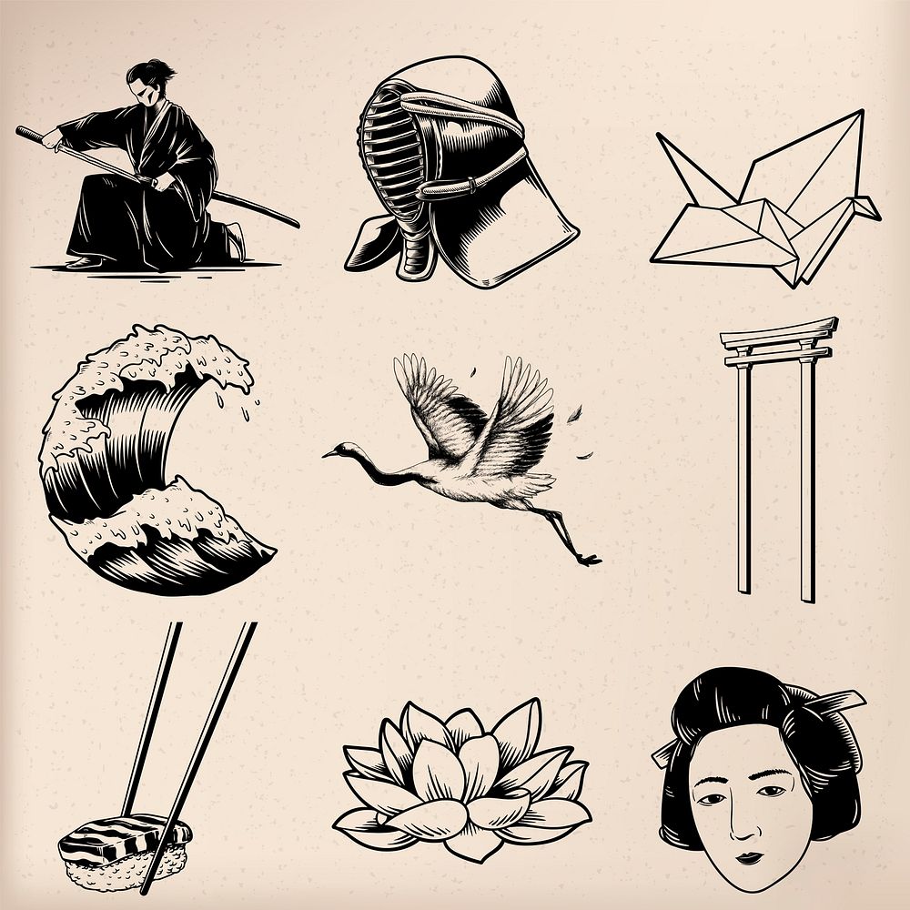 Japanese tradition style vectors | Free Photo - rawpixel