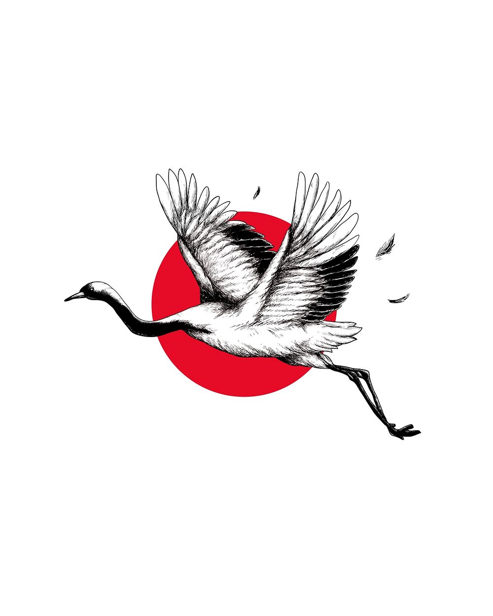 japanese crane drawing