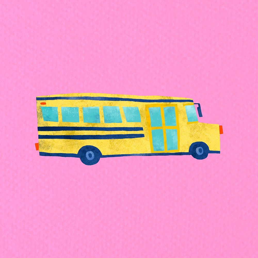 Yellow school bus on a pink background vector