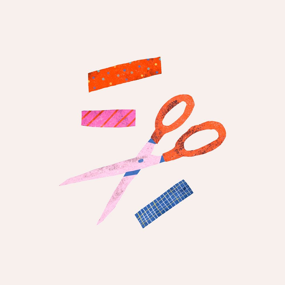Scissor by colorful tapes vector