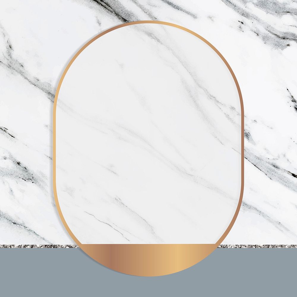 Oval frame on white marble textured background vector