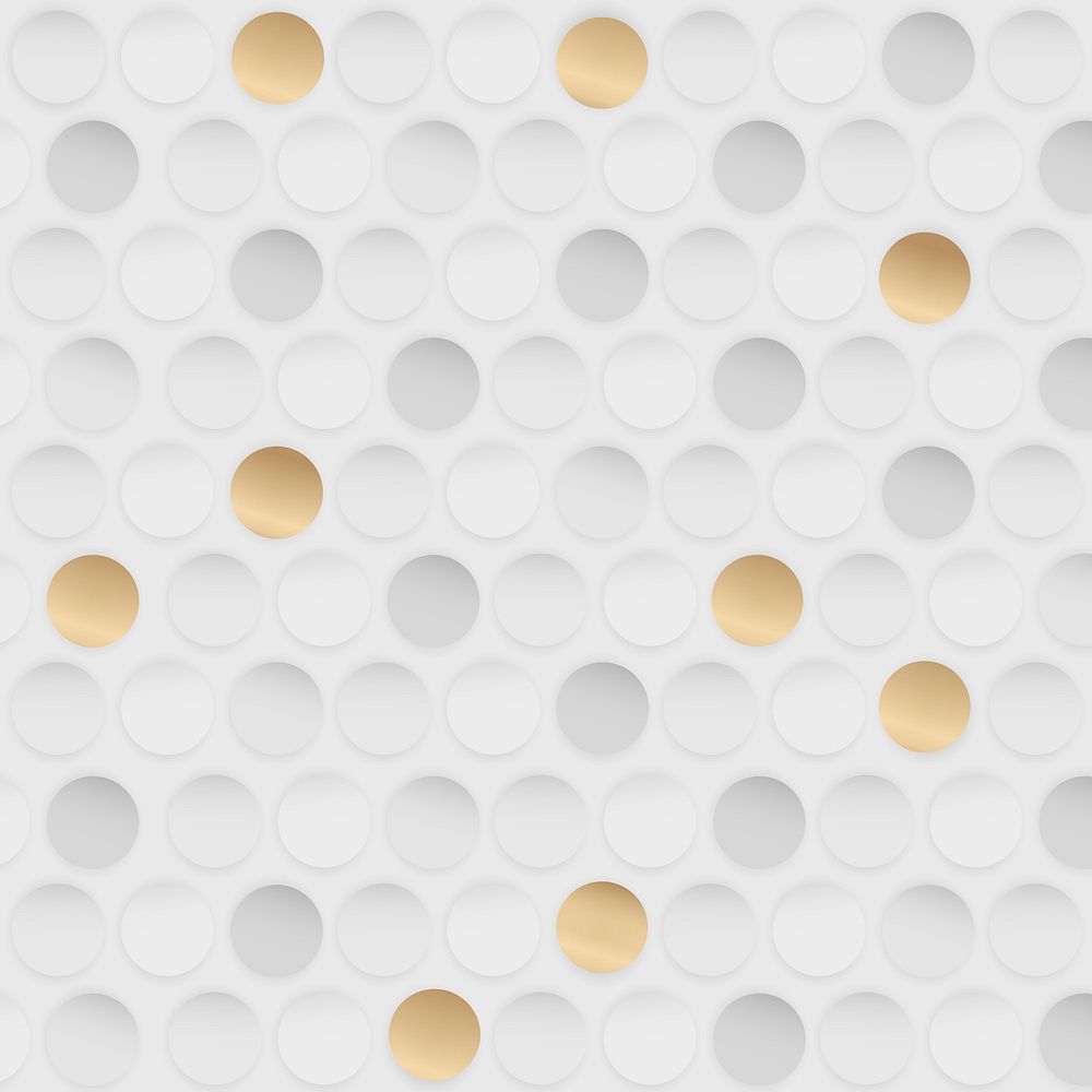 White and gold seamless round pattern vector