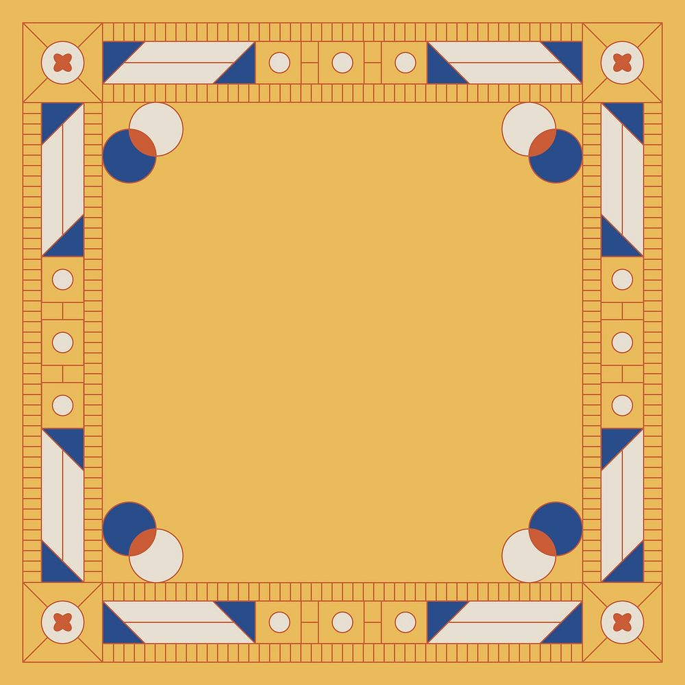 Ethnic geometrical patterned yellow  blank frame vector