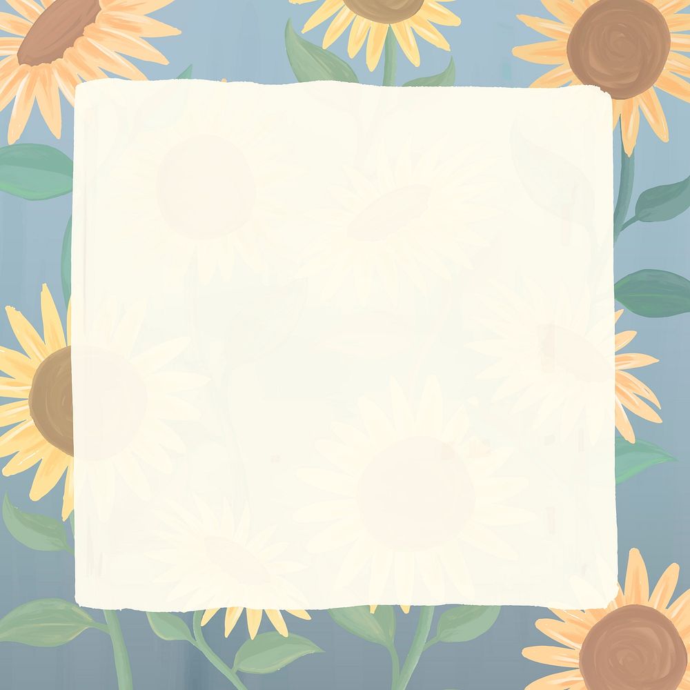 Rectangle sunflower frame vector