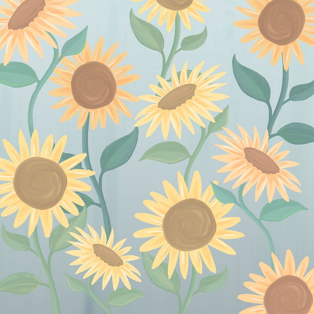 Hand drawn sunflower patterned background vector