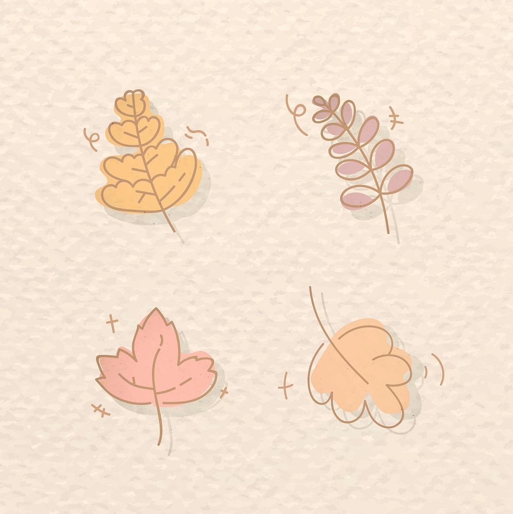 Autumnal leaves doodle patterned social background vector