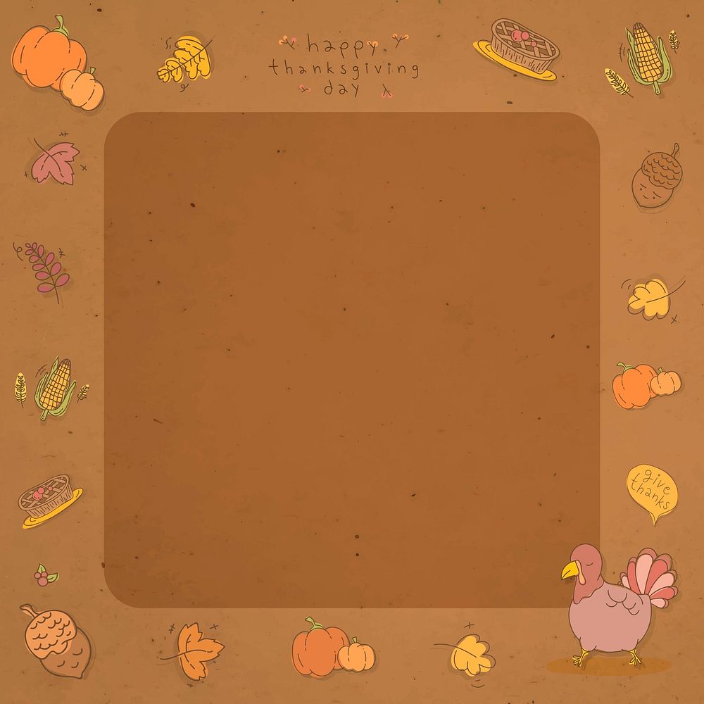 Thanksgiving doodle elements frame vector