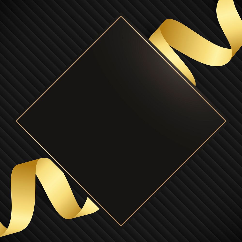 Rhombus frame with gold ribbon vector