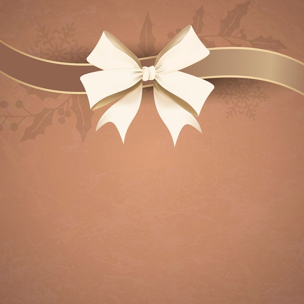 Gold ribbon bow on brown background vector