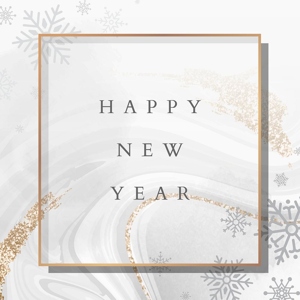 Golden happy new year frame social ads template vector