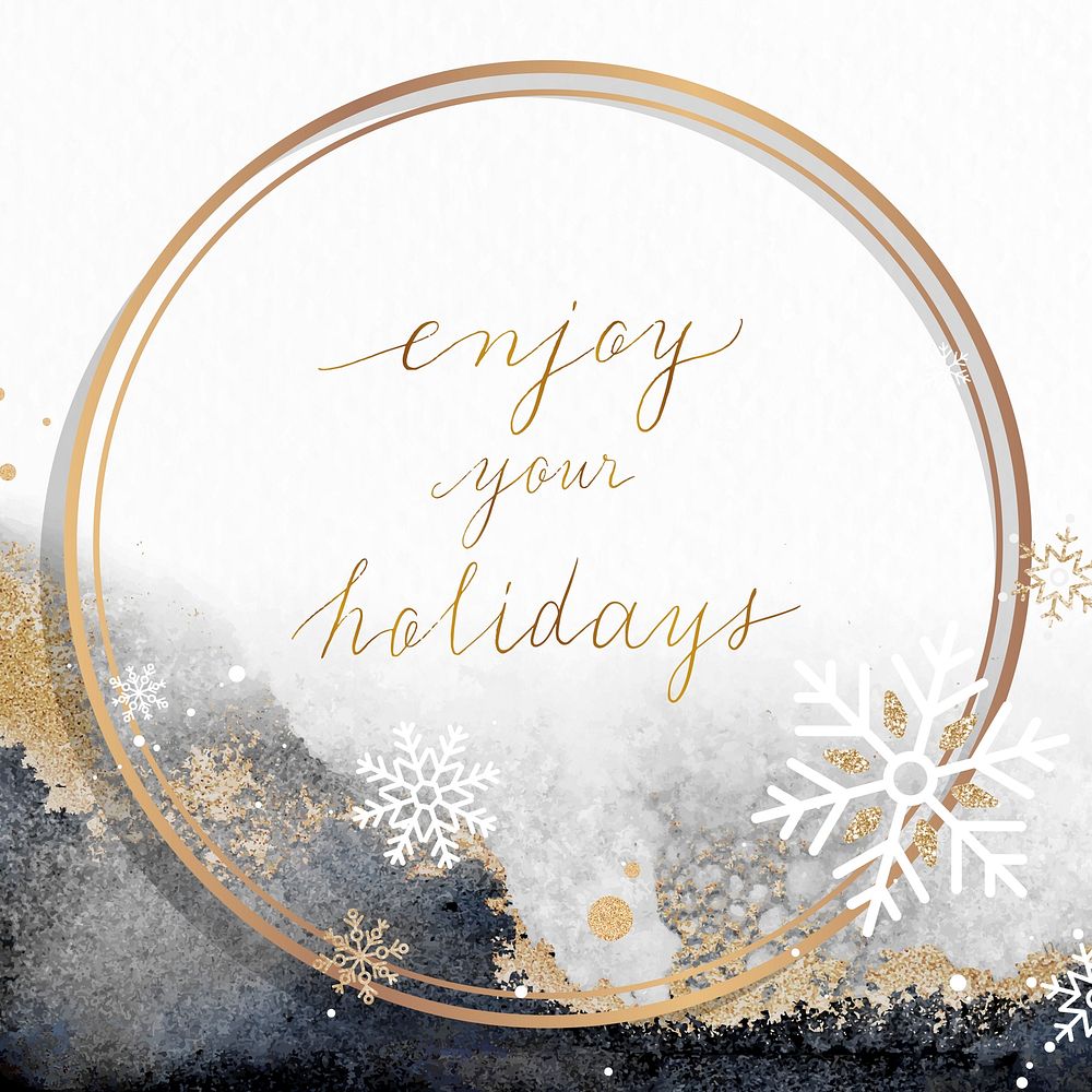 Golden round holiday social ads template vector