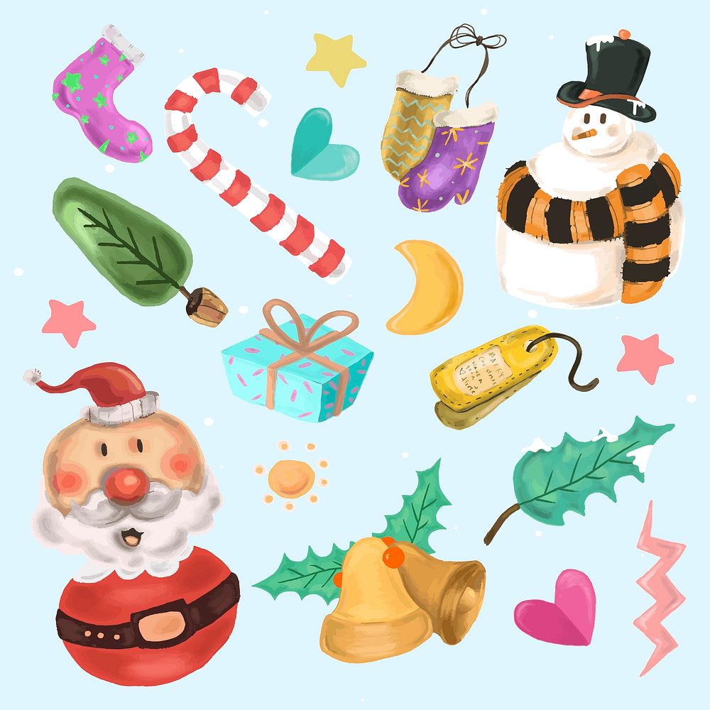 Cute Christmas elements vector set