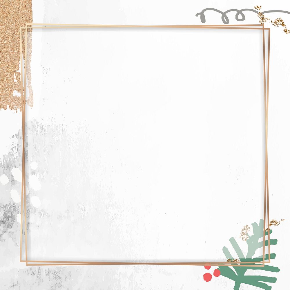 Decorative Christmas rectangle gold frame vector