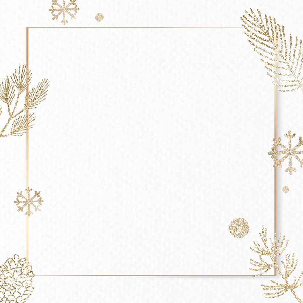 Shimmery botanical gold frame vector