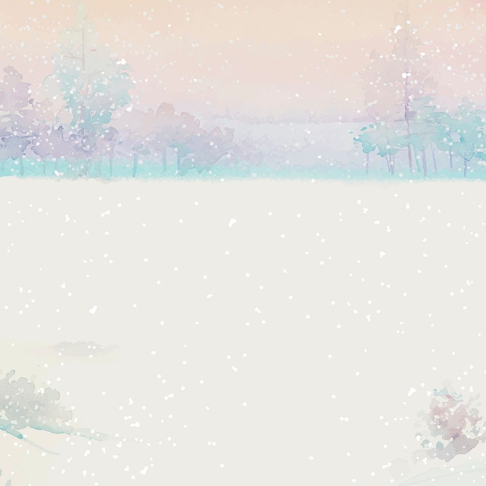 Watercolor snowy winter landscape vector