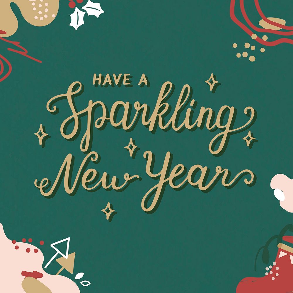Have a sparkling new year social ads template vector