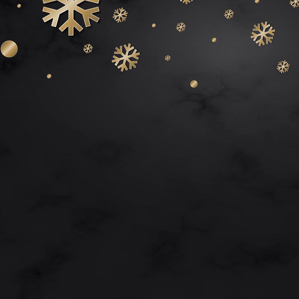 Gold snowflakes on black background vector