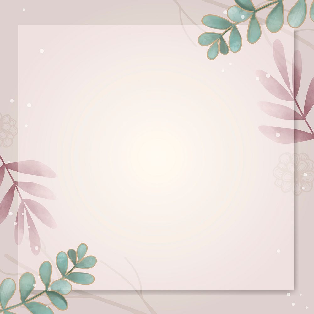 Blank leafy square frame social ads template vector