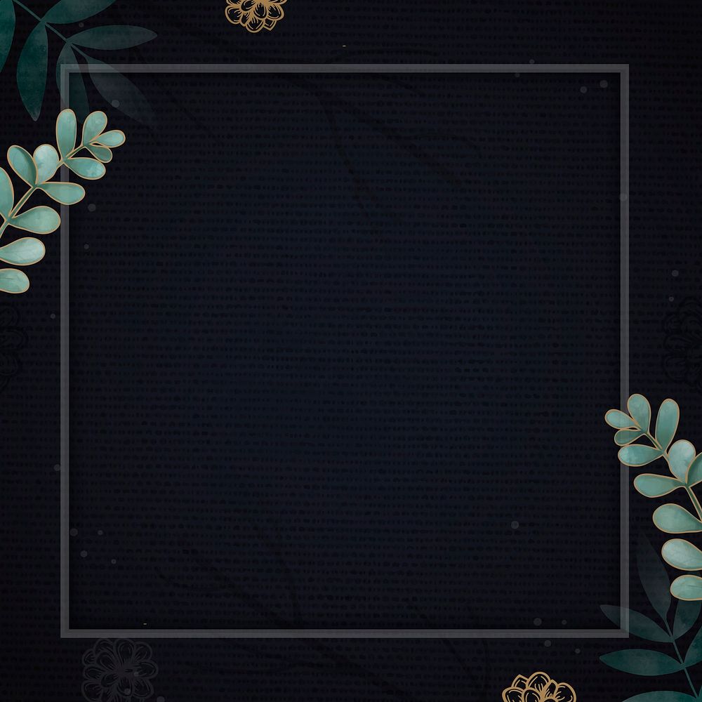 Blank leafy square frame social ads template vector