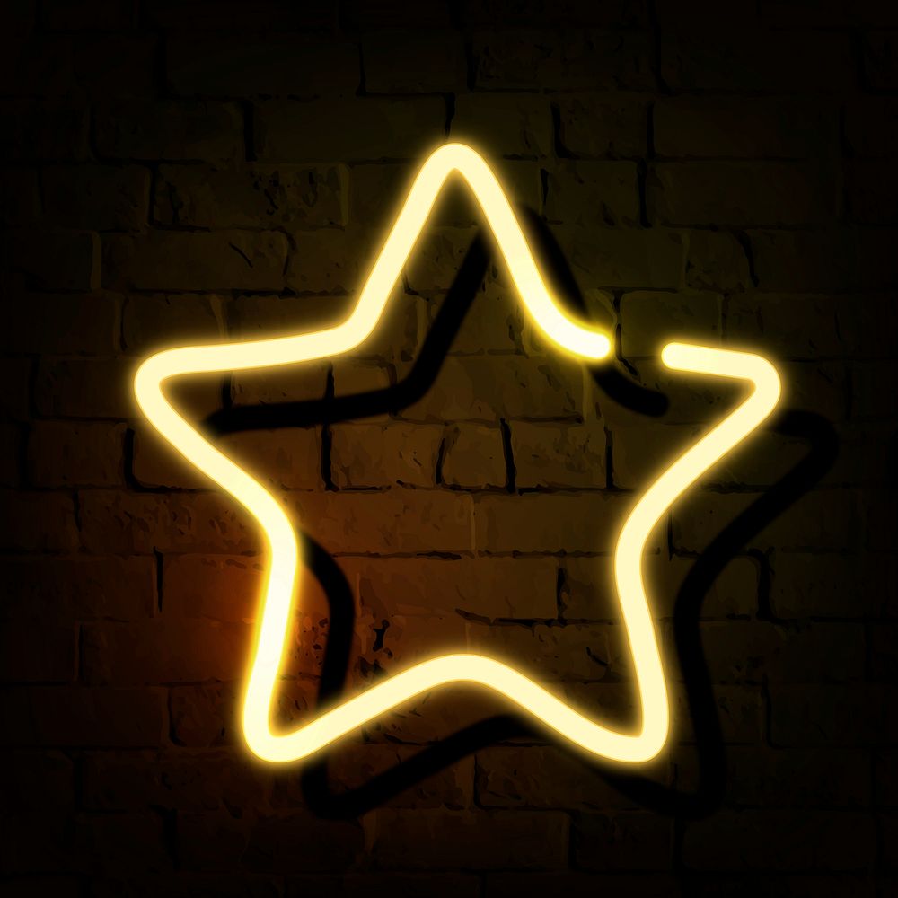 Star neon sign on a dark brick wall vector