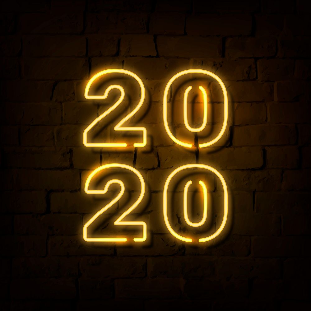 Bright yellow neon 2020 social ads template