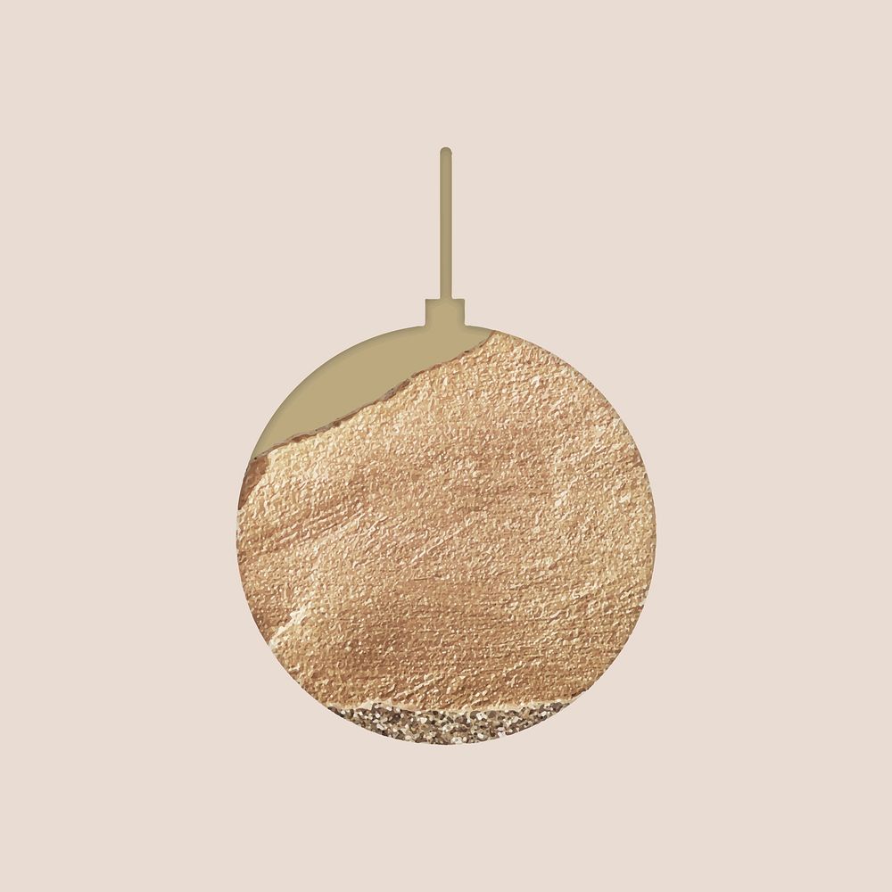 New Year gold ball doodle on beige background