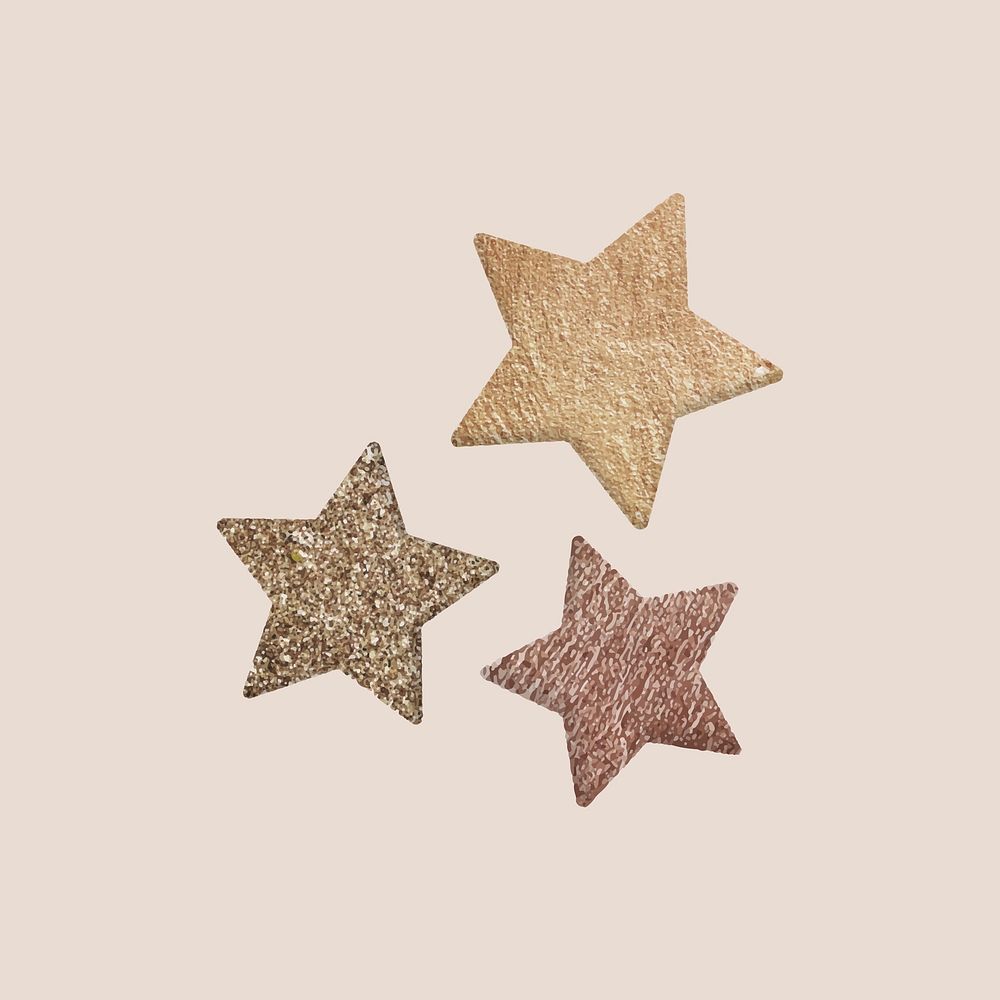 New Year gold stars doodle on beige background vector