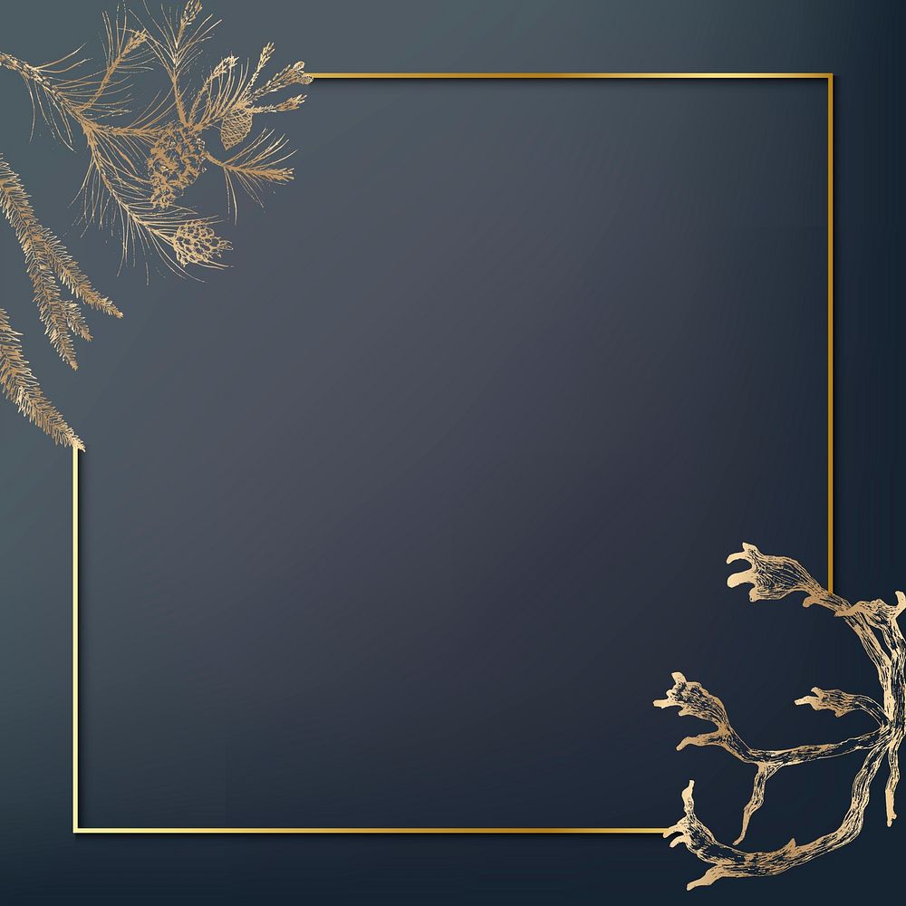 Gold frame decorated with antlers social background vector