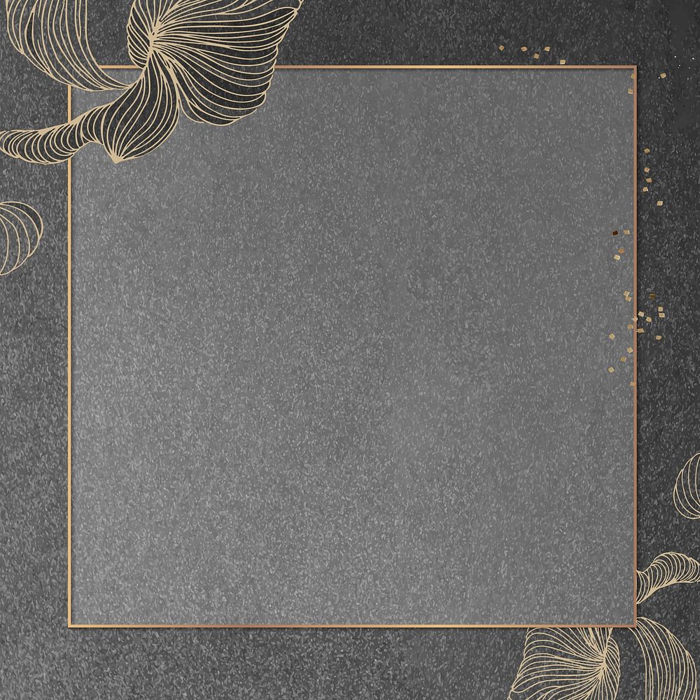 Golden floral square frame vector