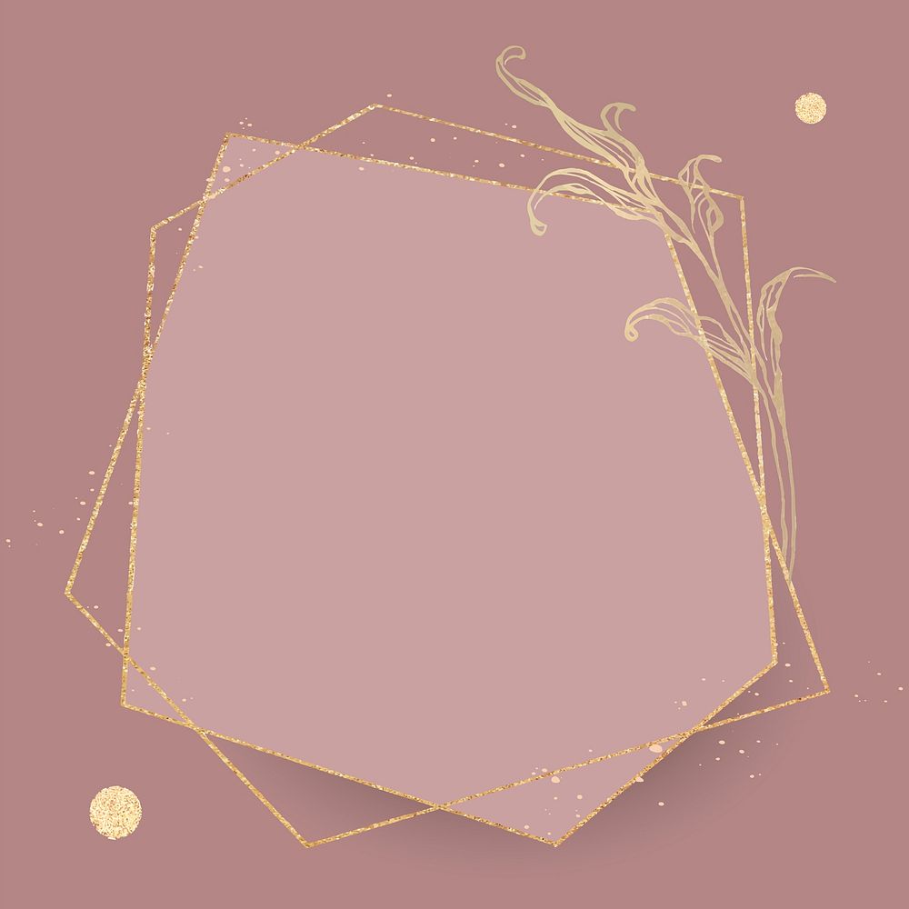 Gold frame with leaves outline vector